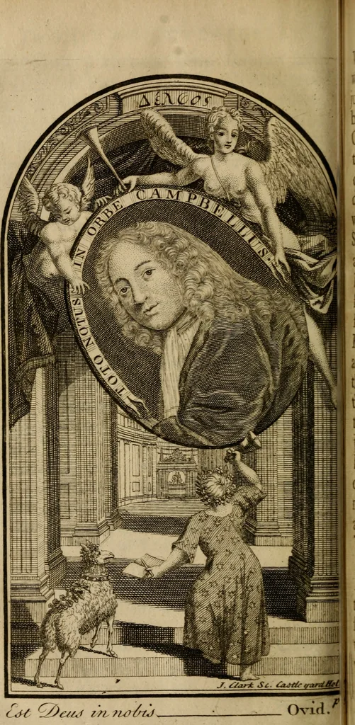 An illustration from The history of the life and adventures of Mr. Duncan Campbell : a gentleman, who, tho' deaf and dumb, writes down any stranger's name at first sight, with their future contingencies of fortune : now living in Exeter Court over-against the Savoy in the Strand, 1720, leaf 167