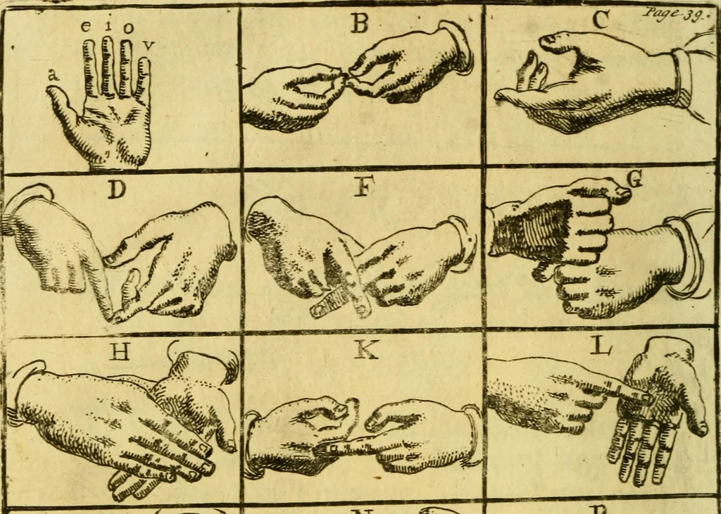 An illustration from The history of the life and adventures of Mr. Duncan Campbell : a gentleman, who, tho' deaf and dumb, writes down any stranger's name at first sight, with their future contingencies of fortune : now living in Exeter Court over-against the Savoy in the Strand, 1720, leaf 73