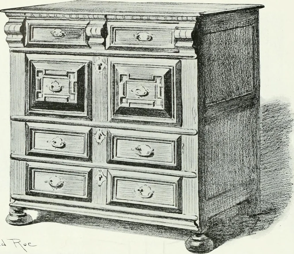 An illustration from A history of oak furniture, 1920, leaf 131