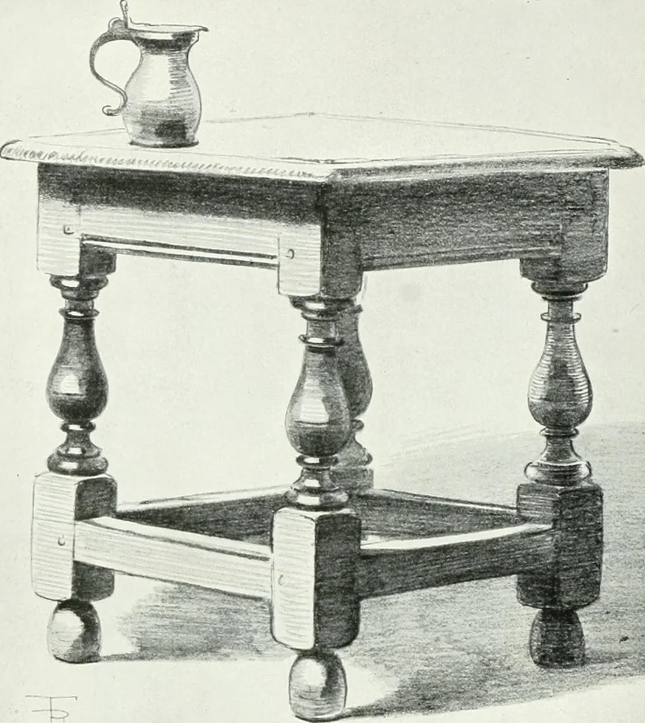 An illustration from A history of oak furniture, 1920, leaf 133