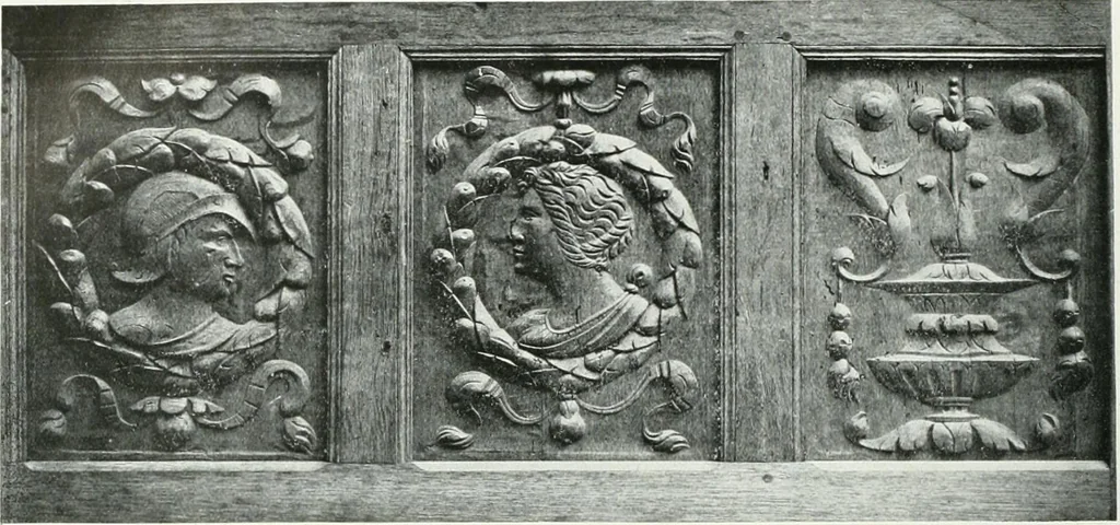 An illustration from A history of oak furniture, 1920, leaf 93