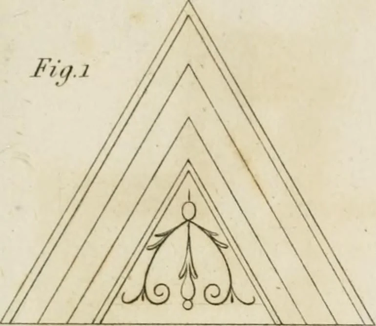An illustration from An history of the origin and establishment of Gothic architecture : comprehending also an account, from his own writings, of Caesar Caesarianus, the first professed commentator on Vitruvius, and of his translation of that author : an investigation of the principles and proportions of that style of architecture called the Gothic : and an inquiry into the mode of painting upon and staining glass, as practiced in the ecclesiastical structures of the Middle Ages, 1813, leaf 288