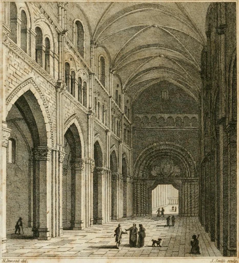 An illustration from An history of the origin and establishment of Gothic architecture : comprehending also an account, from his own writings, of Caesar Caesarianus, the first professed commentator on Vitruvius, and of his translation of that author : an investigation of the principles and proportions of that style of architecture called the Gothic : and an inquiry into the mode of painting upon and staining glass, as practiced in the ecclesiastical structures of the Middle Ages, 1813, leaf 5