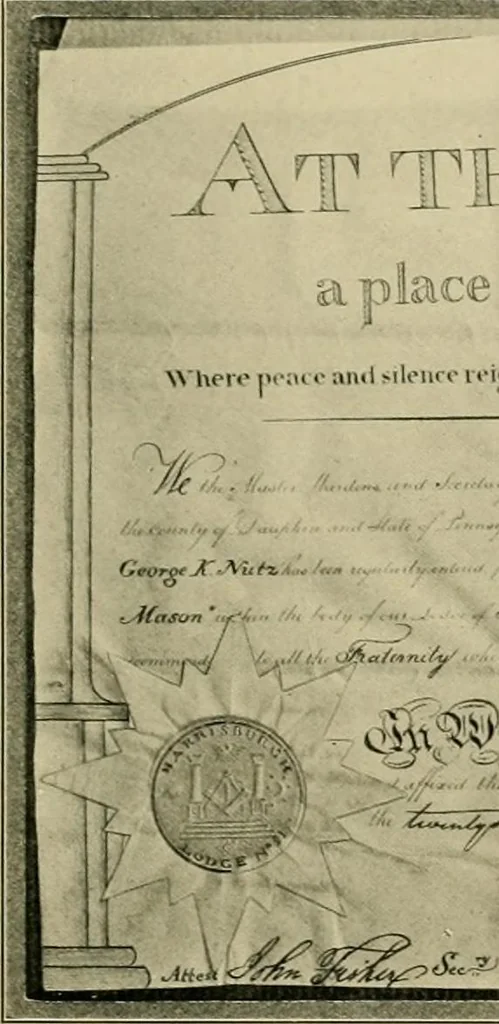 An illustration from History of Perseverance Lodge : No. 21, F. & A. M., Penn'a., at Harrisburg, 1901, leaf 80