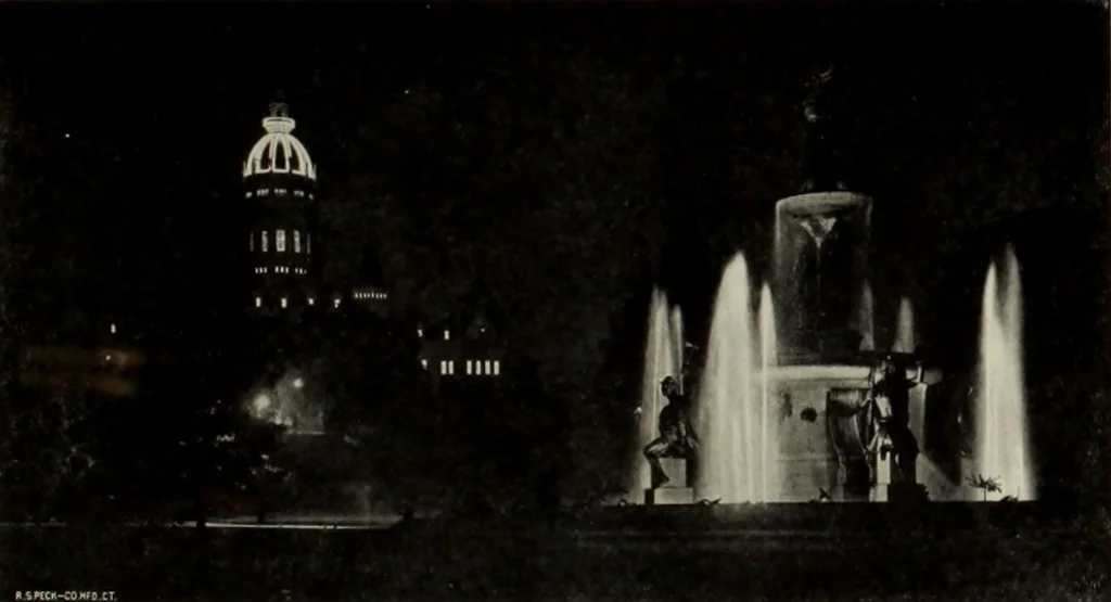 An illustration from The history of pilgrimage of Washington Commandery, No. 1, Knights Templar, Hartford, Conn. to the twenty-ninth Triennial Conclave of the Grand Encampment of Knights Templar of the United States of America, held in the city of San Francisco, California, September fourth to September tenth, nineteen hundred and four, 1905, leaf 10