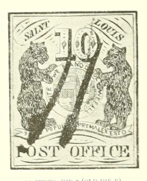 An illustration from The history of the postage stamps of the St. Louis postmaster, 1845-1847, 1895, leaf 25