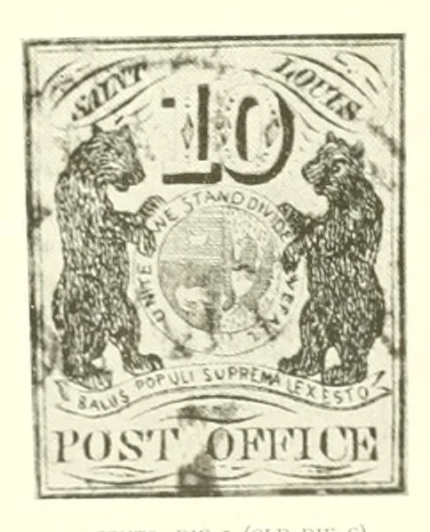 An illustration from The history of the postage stamps of the St. Louis postmaster, 1845-1847, 1895, leaf 25