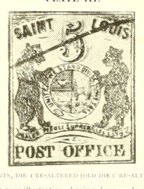 An illustration from The history of the postage stamps of the St. Louis postmaster, 1845-1847, 1895, leaf 26