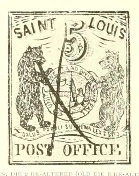 An illustration from The history of the postage stamps of the St. Louis postmaster, 1845-1847, 1895, leaf 26