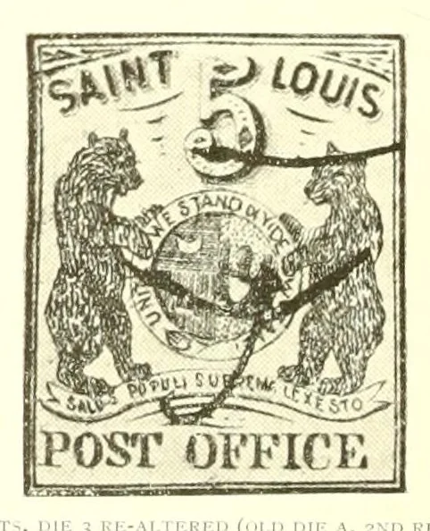 An illustration from The history of the postage stamps of the St. Louis postmaster, 1845-1847, 1895, leaf 26
