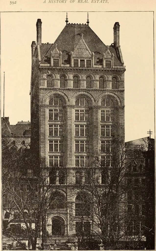 An illustration from A history of real estate, building and architecture in New York City during the last quarter of a century, 1898, leaf 599