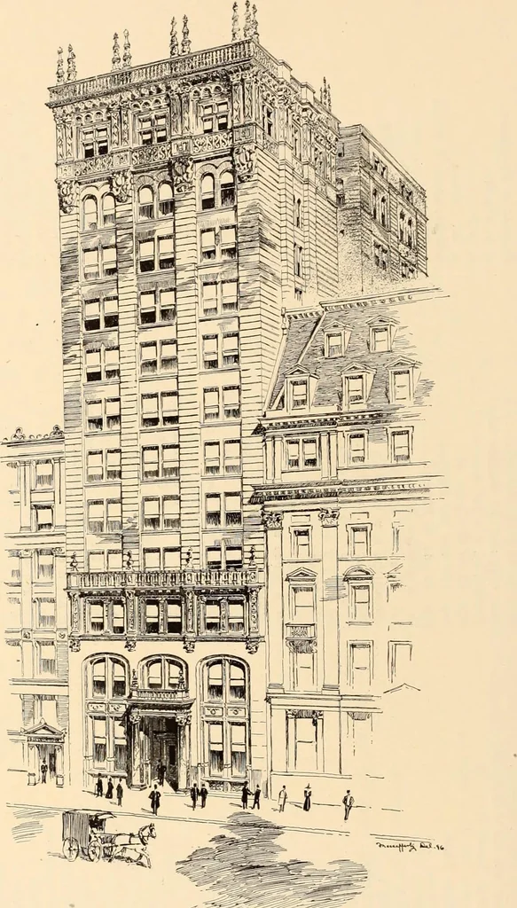 An illustration from A history of real estate, building and architecture in New York City during the last quarter of a century, 1898, leaf 667