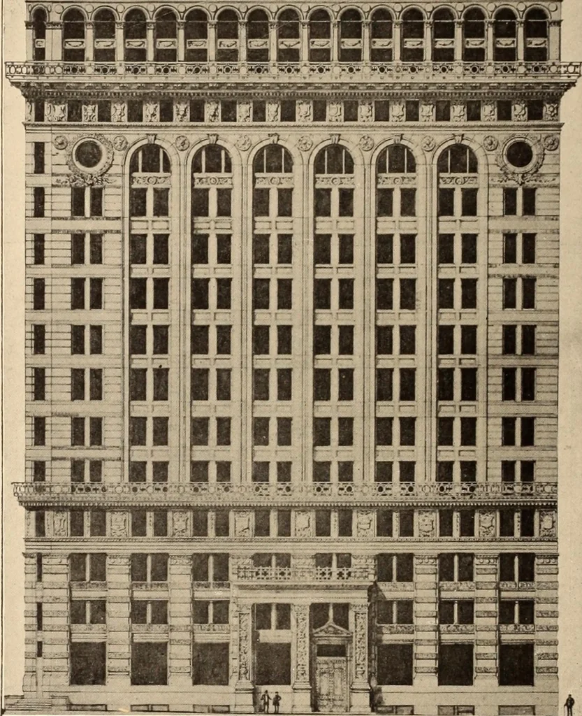 An illustration from A history of real estate, building and architecture in New York City during the last quarter of a century, 1898, leaf 679