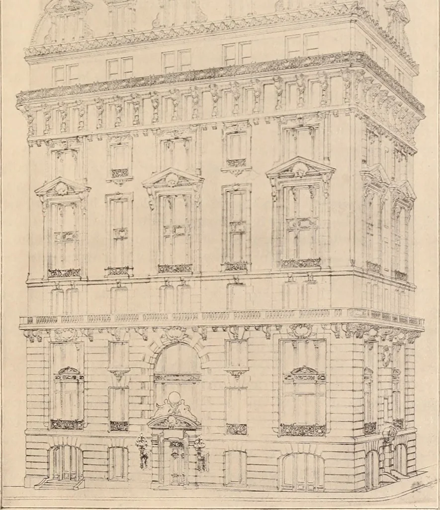 An illustration from A history of real estate, building and architecture in New York City during the last quarter of a century, 1898, leaf 710