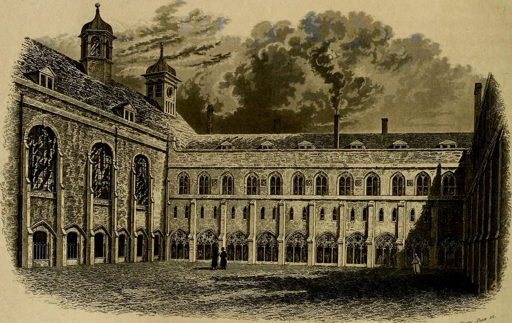 An illustration from A history of the royal foundation of Christ's Hospital : with an acount of the plan of education, the internal economy of the institution, and memoirs of eminent Blues : preceded by a narrative of the rise, progress, and suppression of the convent of the Grey Friars in London, 1834, leaf 127