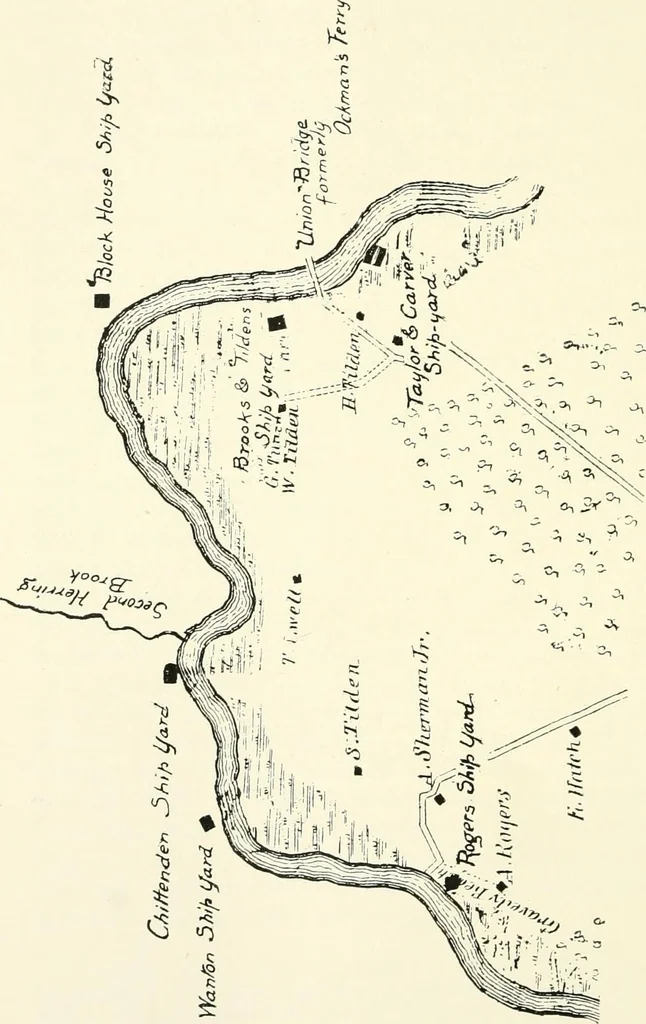 An illustration from History of shipbuilding on North river, Plymouth county, Massachusetts, with genealogies of the shipbuilders, and accounts of the industries upon its tributaries. 1640 to 1872, 1889, leaf 301