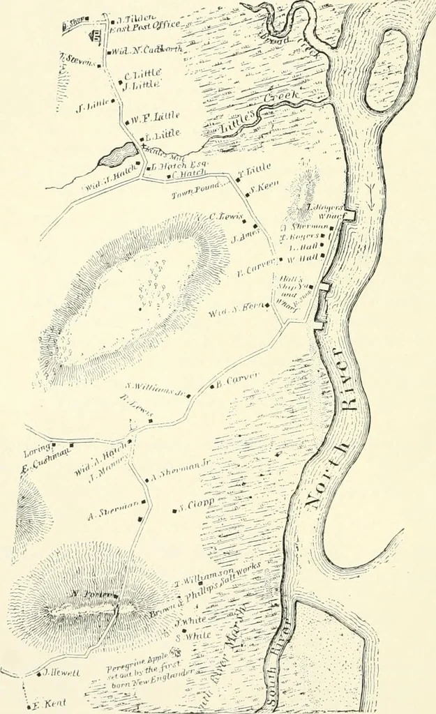 An illustration from History of shipbuilding on North river, Plymouth county, Massachusetts, with genealogies of the shipbuilders, and accounts of the industries upon its tributaries. 1640 to 1872, 1889, leaf 81
