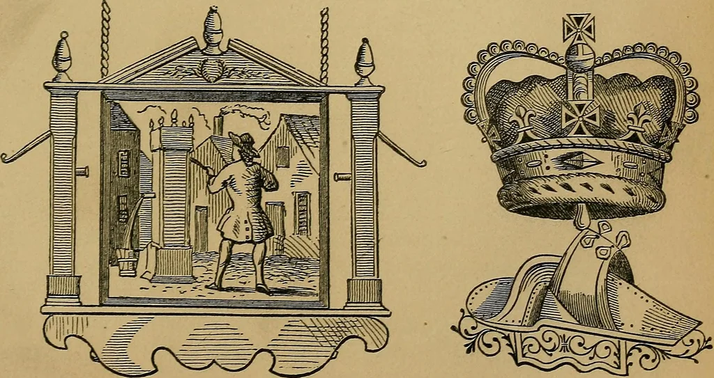 An illustration from The history of signboards : from earliest times to the present day, 1866, leaf 428