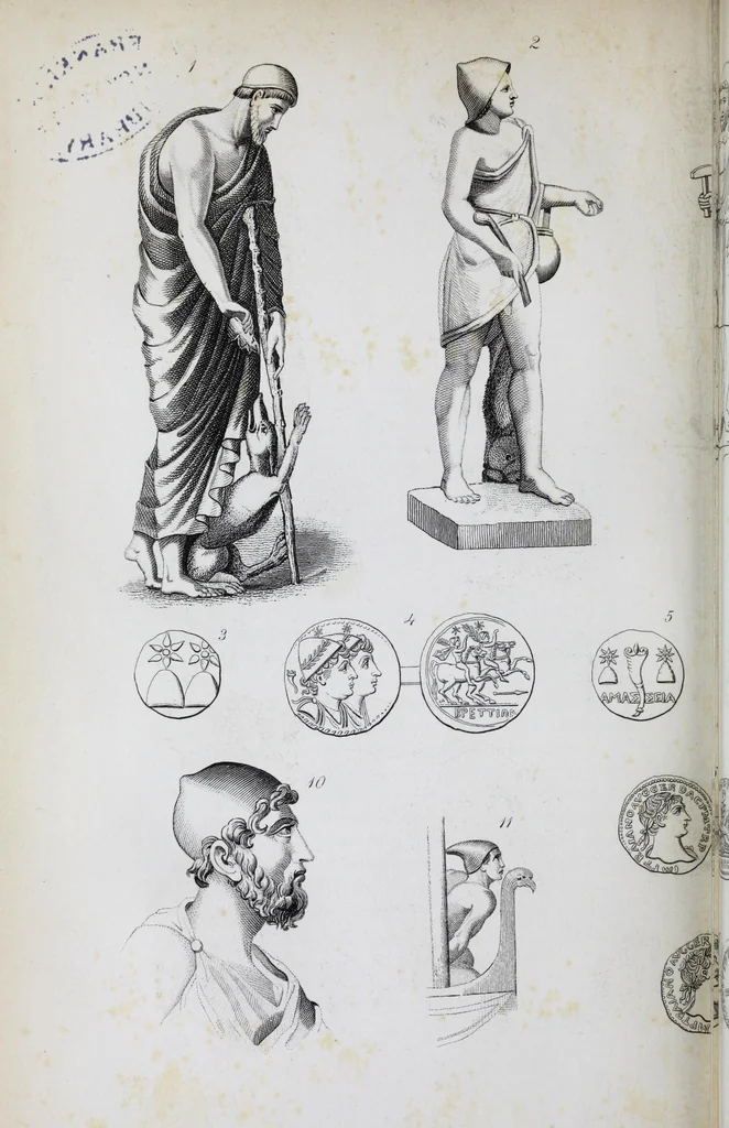 An illustration from The history of silk, cotton, linen, wool, and other fibrous substances : including observations on spinning, dyeing, and weaving : also an account of the pastoral life of the ancients, their social state and attainments in the domestic arts : with appendices on Pliny's Natural history, on the origin and manufacture of linen and cotton paper, on felting, netting, &c., deduced from copious and authentic sources, 1845, leaf 470