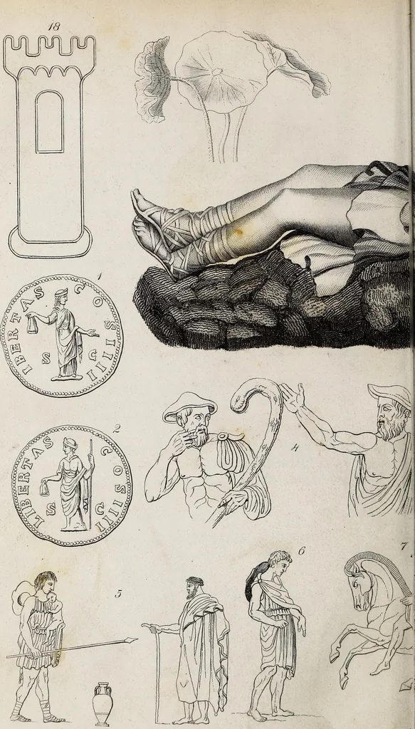 An illustration from The history of silk, cotton, linen, wool, and other fibrous substances : including observations on spinning, dyeing, and weaving : also an account of the pastoral life of the ancients, their social state and attainments in the domestic arts : with appendices on Pliny's Natural history, on the origin and manufacture of linen and cotton paper, on felting, netting, &c., deduced from copious and authentic sources, 1845, leaf 475