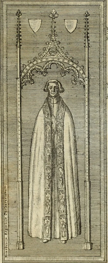An illustration from The history of St. Paul's Cathedral in London, from its foundation ... : beautified with sundry prospects of the old fabrick, which was destroyed by the fire of that city, 1666 : as also with the figures of the tombs and monuments therein, which were all defaced in the late rebellion : whereunto is added, a continuation thereof, setting forth what was done in the structure of the new church, to the year 1685 : likewise, an historical account of the northern cathedrals, and chief collegiate churches in the province of York, 1716, leaf 121