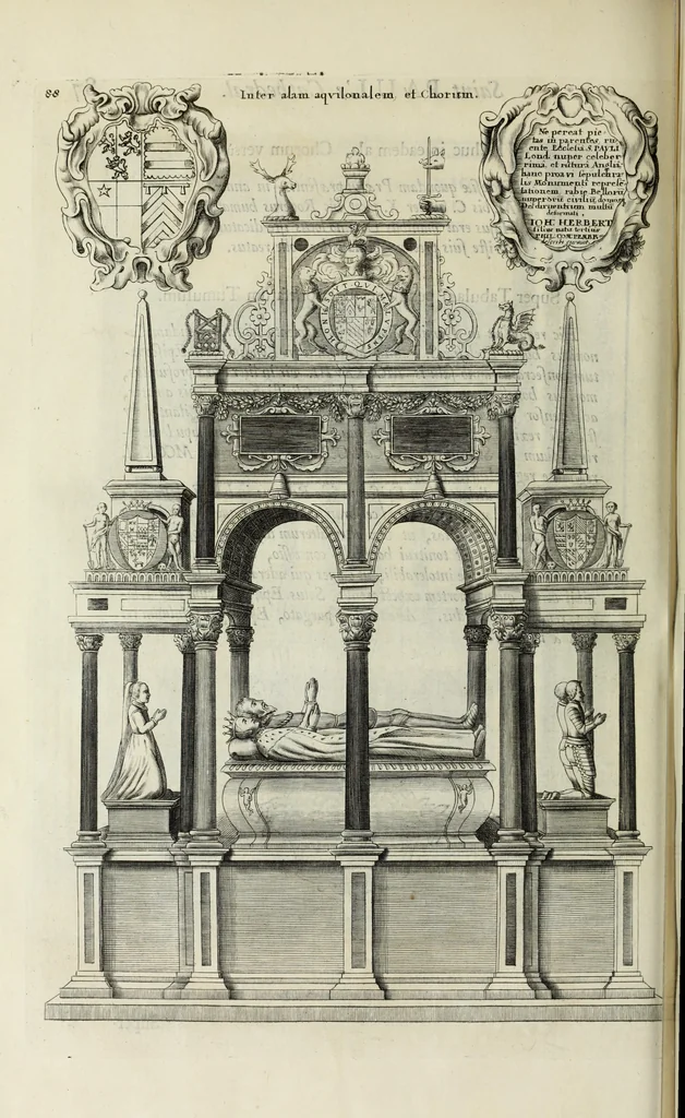 An illustration from The history of St. Paul's Cathedral in London, from its foundation ... : beautified with sundry prospects of the old fabrick, which was destroyed by the fire of that city, 1666 : as also with the figures of the tombs and monuments therein, which were all defaced in the late rebellion : whereunto is added, a continuation thereof, setting forth what was done in the structure of the new church, to the year 1685 : likewise, an historical account of the northern cathedrals, and chief collegiate churches in the province of York, 1716, leaf 139