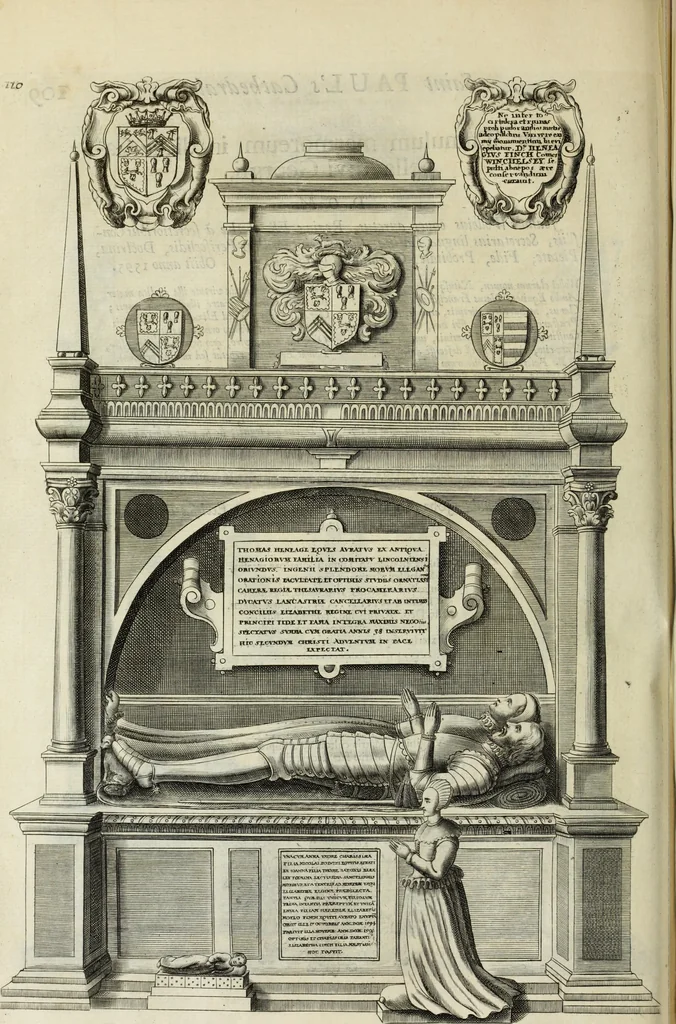 An illustration from The history of St. Paul's Cathedral in London, from its foundation ... : beautified with sundry prospects of the old fabrick, which was destroyed by the fire of that city, 1666 : as also with the figures of the tombs and monuments therein, which were all defaced in the late rebellion : whereunto is added, a continuation thereof, setting forth what was done in the structure of the new church, to the year 1685 : likewise, an historical account of the northern cathedrals, and chief collegiate churches in the province of York, 1716, leaf 163