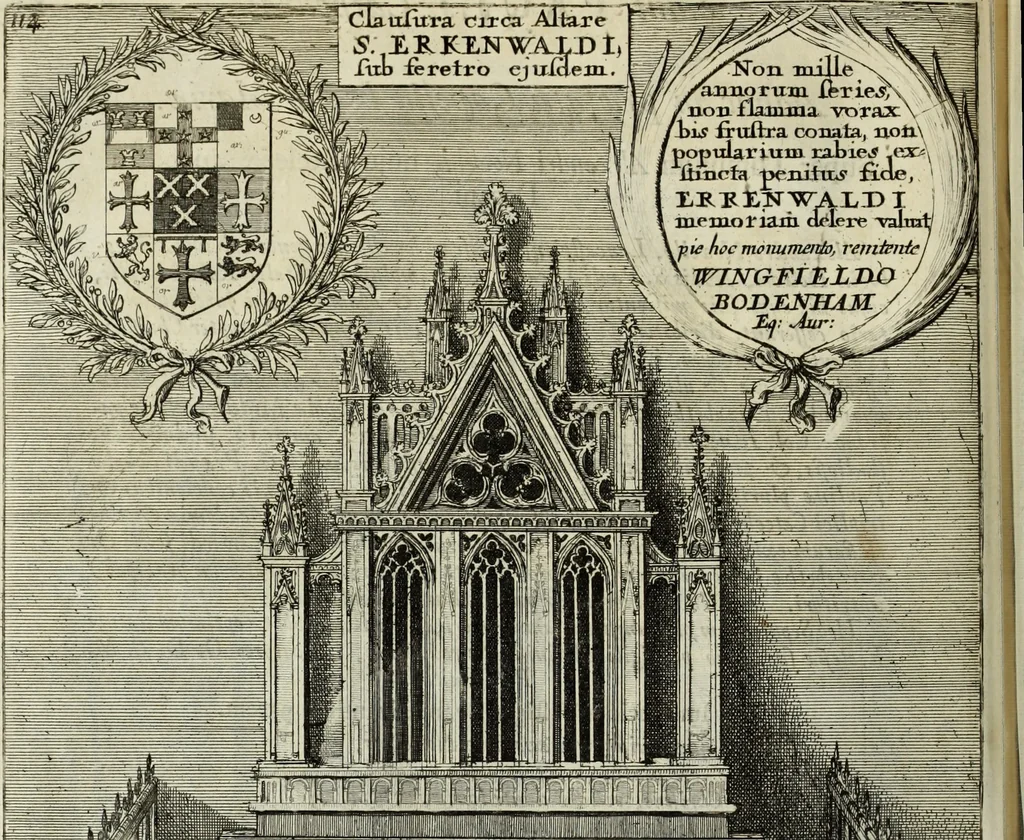 An illustration from The history of St. Paul's Cathedral in London, from its foundation ... : beautified with sundry prospects of the old fabrick, which was destroyed by the fire of that city, 1666 : as also with the figures of the tombs and monuments therein, which were all defaced in the late rebellion : whereunto is added, a continuation thereof, setting forth what was done in the structure of the new church, to the year 1685 : likewise, an historical account of the northern cathedrals, and chief collegiate churches in the province of York, 1716, leaf 167