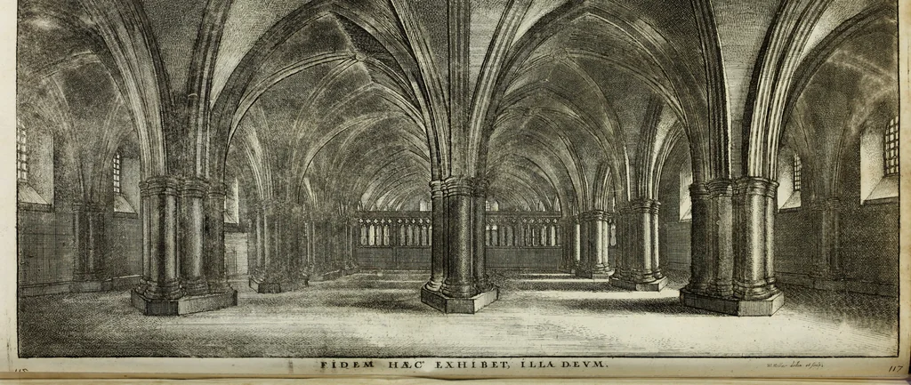 An illustration from The history of St. Paul's Cathedral in London, from its foundation ... : beautified with sundry prospects of the old fabrick, which was destroyed by the fire of that city, 1666 : as also with the figures of the tombs and monuments therein, which were all defaced in the late rebellion : whereunto is added, a continuation thereof, setting forth what was done in the structure of the new church, to the year 1685 : likewise, an historical account of the northern cathedrals, and chief collegiate churches in the province of York, 1716, leaf 171