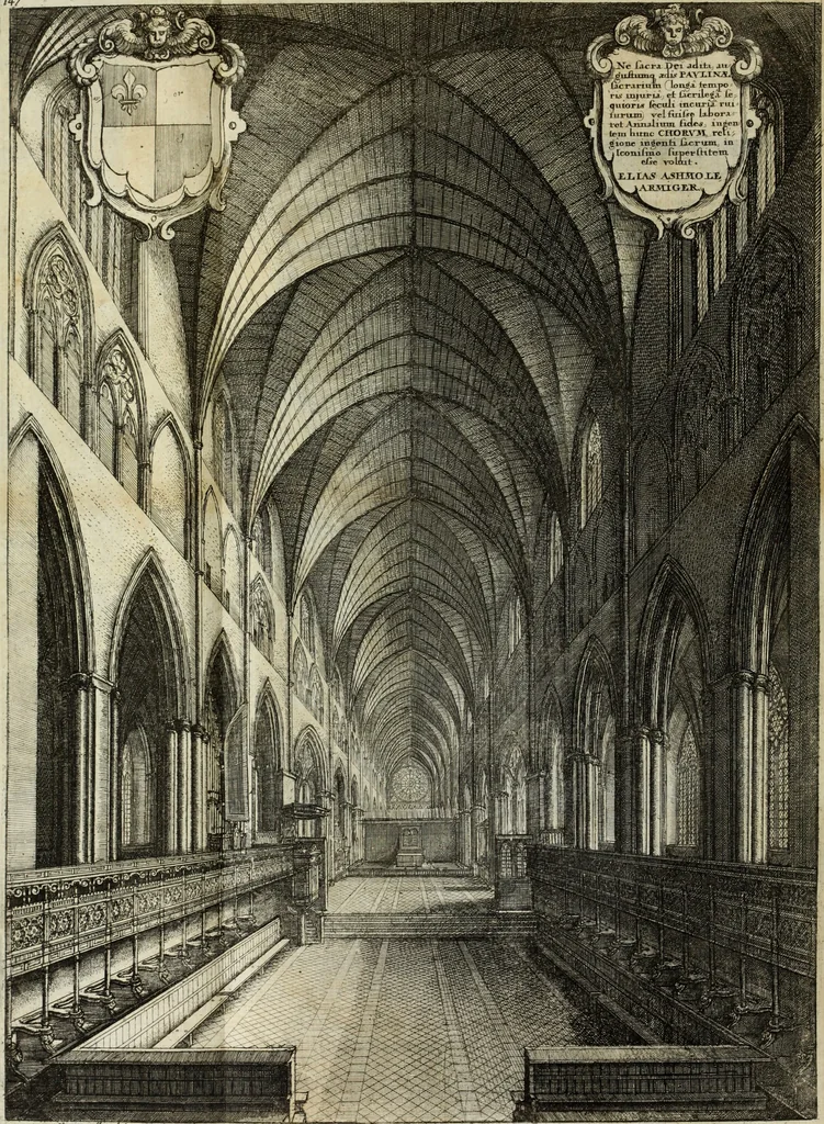 An illustration from The history of St. Paul's Cathedral in London, from its foundation ... : beautified with sundry prospects of the old fabrick, which was destroyed by the fire of that city, 1666 : as also with the figures of the tombs and monuments therein, which were all defaced in the late rebellion : whereunto is added, a continuation thereof, setting forth what was done in the structure of the new church, to the year 1685 : likewise, an historical account of the northern cathedrals, and chief collegiate churches in the province of York, 1716, leaf 197