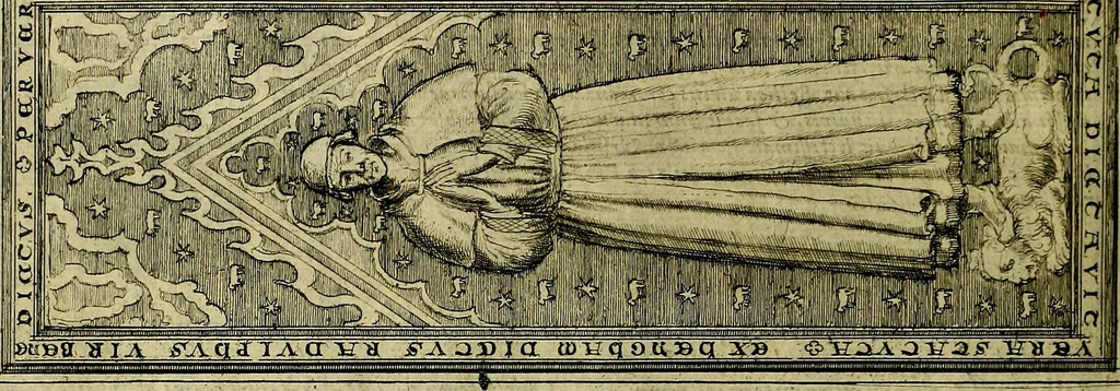 An illustration from The history of St. Pauls cathedral in London, from its foundation untill these times: extracted out of originall charters. records. leiger books, and other manuscripts. Beautified with sundry prospects of the church, figures of tombes, and monuments, 1658, leaf 121