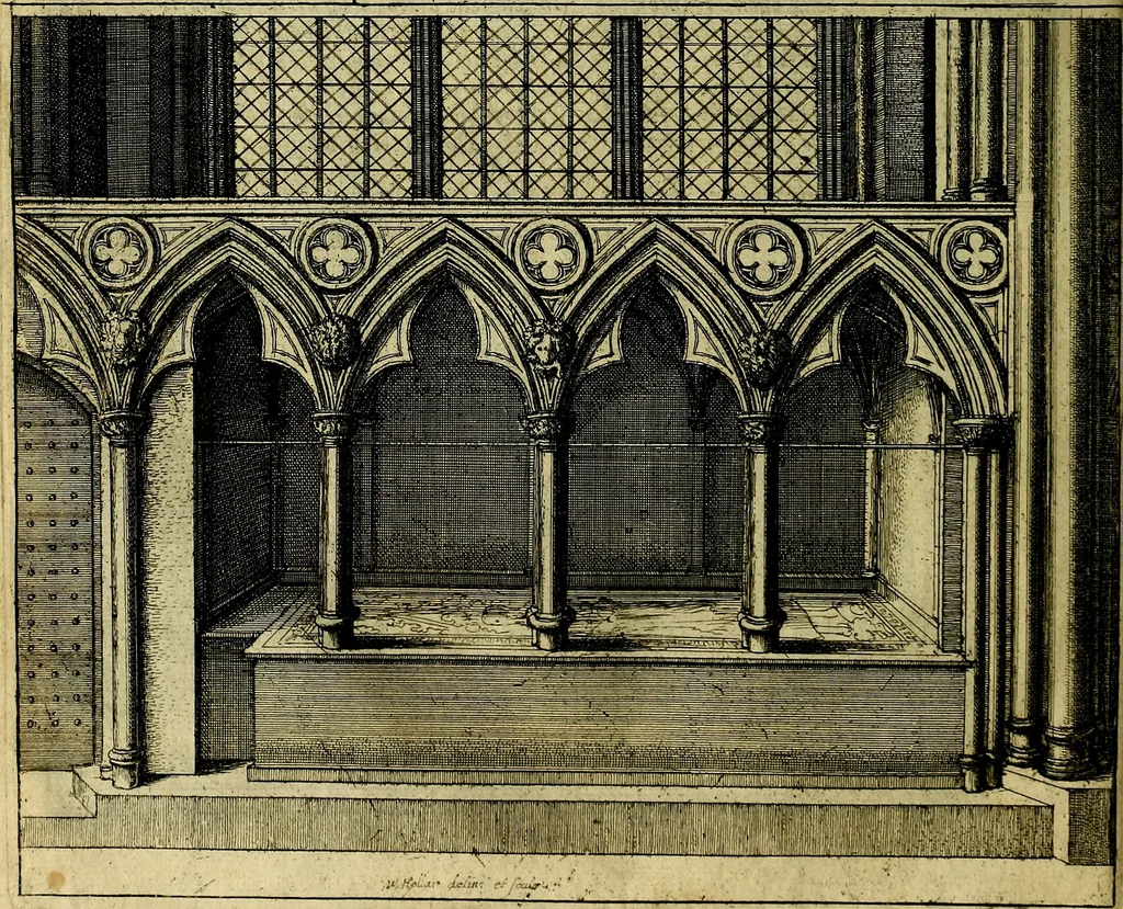 An illustration from The history of St. Pauls cathedral in London, from its foundation untill these times: extracted out of originall charters. records. leiger books, and other manuscripts. Beautified with sundry prospects of the church, figures of tombes, and monuments, 1658, leaf 121