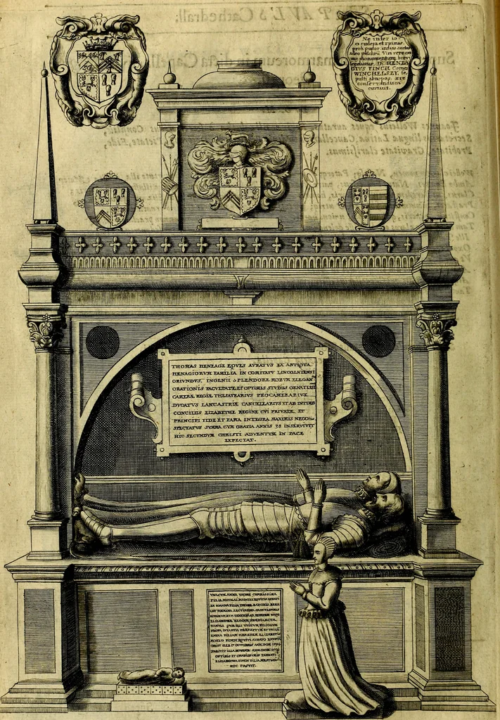 An illustration from The history of St. Pauls cathedral in London, from its foundation untill these times: extracted out of originall charters. records. leiger books, and other manuscripts. Beautified with sundry prospects of the church, figures of tombes, and monuments, 1658, leaf 129