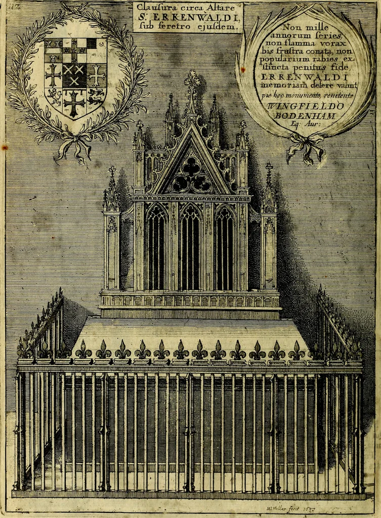 An illustration from The history of St. Pauls cathedral in London, from its foundation untill these times: extracted out of originall charters. records. leiger books, and other manuscripts. Beautified with sundry prospects of the church, figures of tombes, and monuments, 1658, leaf 133