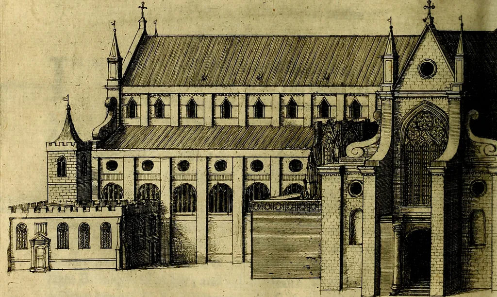 An illustration from The history of St. Pauls cathedral in London, from its foundation untill these times: extracted out of originall charters. records. leiger books, and other manuscripts. Beautified with sundry prospects of the church, figures of tombes, and monuments, 1658, leaf 159