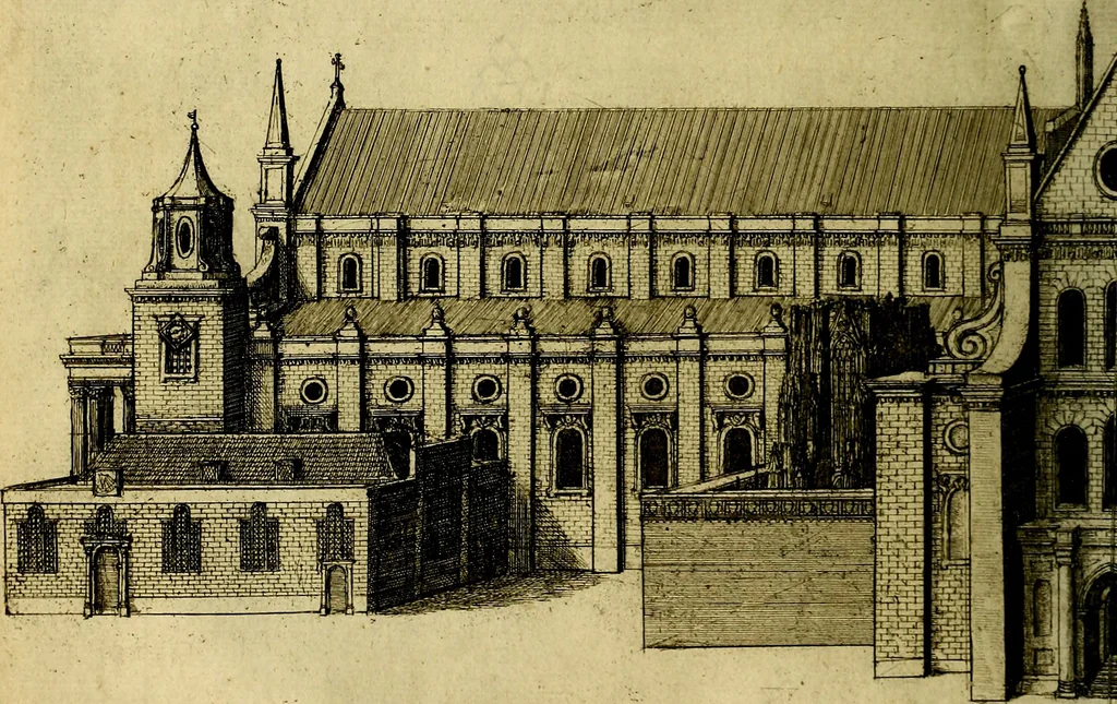 An illustration from The history of St. Pauls cathedral in London, from its foundation untill these times: extracted out of originall charters. records. leiger books, and other manuscripts. Beautified with sundry prospects of the church, figures of tombes, and monuments, 1658, leaf 175