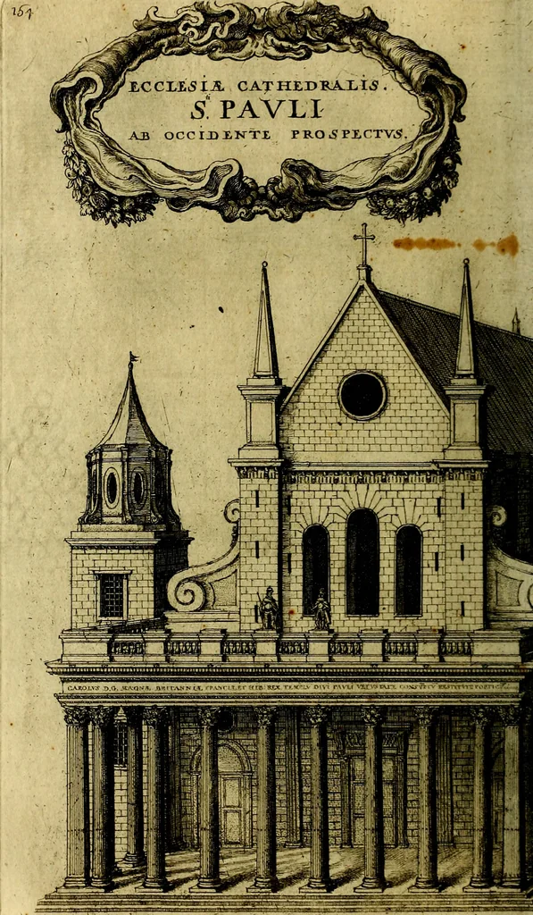 An illustration from The history of St. Pauls cathedral in London, from its foundation untill these times: extracted out of originall charters. records. leiger books, and other manuscripts. Beautified with sundry prospects of the church, figures of tombes, and monuments, 1658, leaf 183
