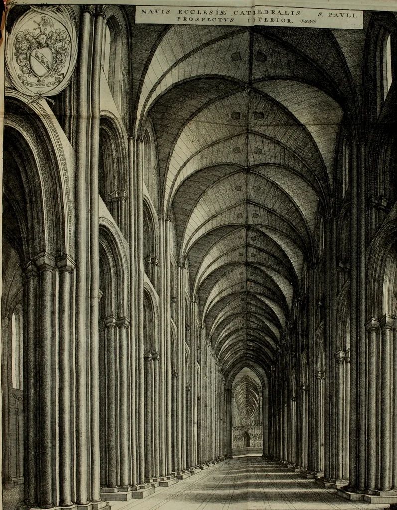 An illustration from The history of St. Pauls cathedral in London, from its foundation untill these times: extracted out of originall charters. records. leiger books, and other manuscripts. Beautified with sundry prospects of the church, figures of tombes, and monuments, 1658, leaf 192