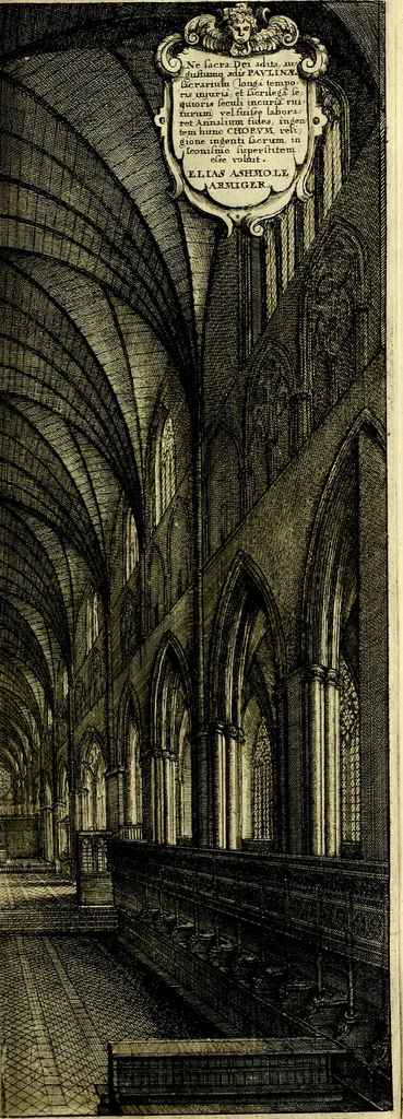 An illustration from The history of St. Pauls cathedral in London, from its foundation untill these times: extracted out of originall charters. records. leiger books, and other manuscripts. Beautified with sundry prospects of the church, figures of tombes, and monuments, 1658, leaf 200