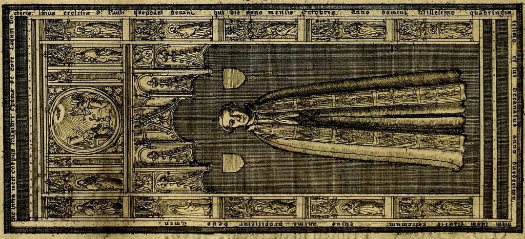 An illustration from The history of St. Pauls cathedral in London, from its foundation untill these times: extracted out of originall charters. records. leiger books, and other manuscripts. Beautified with sundry prospects of the church, figures of tombes, and monuments, 1658, leaf 81