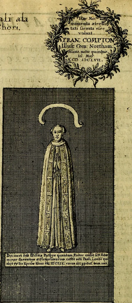 An illustration from The history of St. Pauls cathedral in London, from its foundation untill these times: extracted out of originall charters. records. leiger books, and other manuscripts. Beautified with sundry prospects of the church, figures of tombes, and monuments, 1658, leaf 95