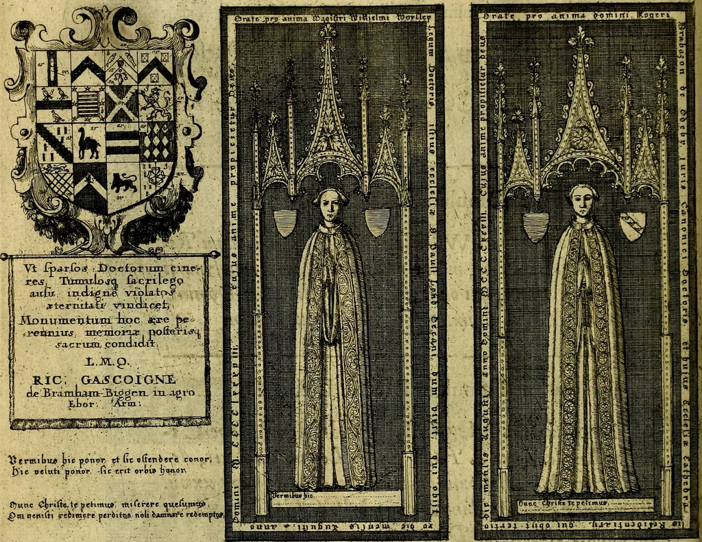 An illustration from The history of St. Pauls cathedral in London, from its foundation untill these times: extracted out of originall charters. records. leiger books, and other manuscripts. Beautified with sundry prospects of the church, figures of tombes, and monuments, 1658, leaf 97