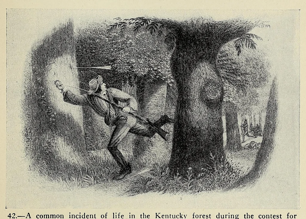 An illustration from A history of travel in America : showing the development of travel and transportation from the crude methods of the canoe and the dog-sled to the highly organized railway systems of the present, together with a narrative of the human experiences and changing social conditions that accompanied this economic conquest of the continent, 1915, leaf 233