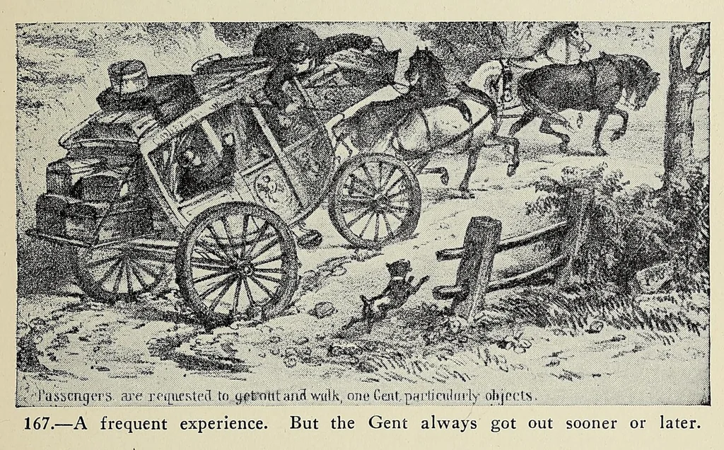 An illustration from A history of travel in America : showing the development of travel and transportation from the crude methods of the canoe and the dog-sled to the highly organized railway systems of the present, together with a narrative of the human experiences and changing social conditions that accompanied this economic conquest of the continent, 1915, leaf 245