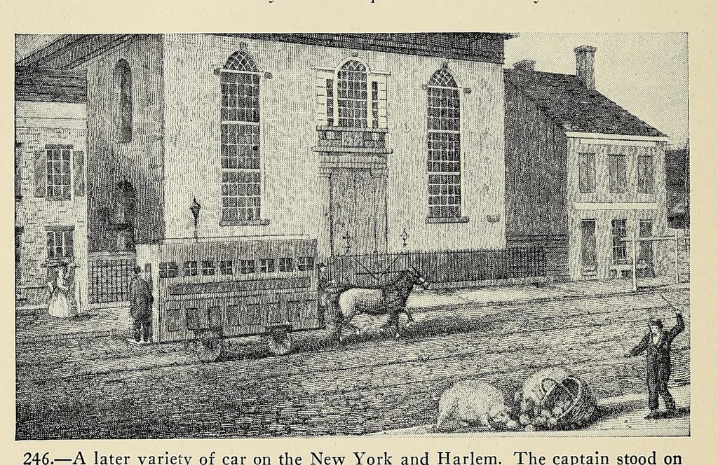 An illustration from A history of travel in America : showing the development of travel and transportation from the crude methods of the canoe and the dog-sled to the highly organized railway systems of the present, together with a narrative of the human experiences and changing social conditions that accompanied this economic conquest of the continent, 1915, leaf 124