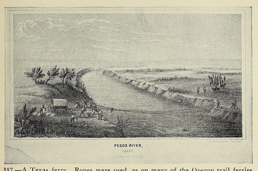 An illustration from A history of travel in America : showing the development of travel and transportation from the crude methods of the canoe and the dog-sled to the highly organized railway systems of the present, together with a narrative of the human experiences and changing social conditions that accompanied this economic conquest of the continent, 1915, leaf 213