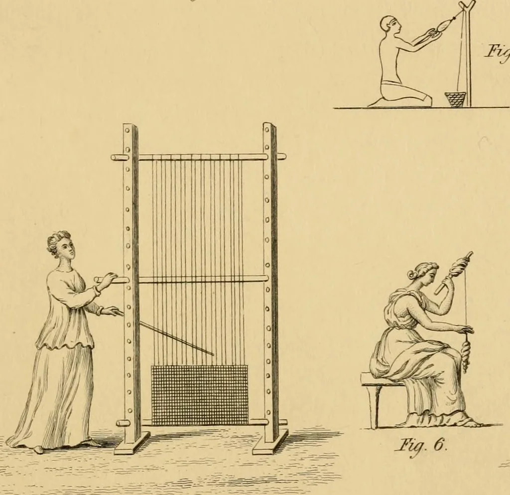 An illustration from History of the worsted manufacture in England, from the earliest times; with introductory notices of the manufacture among the ancient nations, and during the middle ages, 1857, leaf 34
