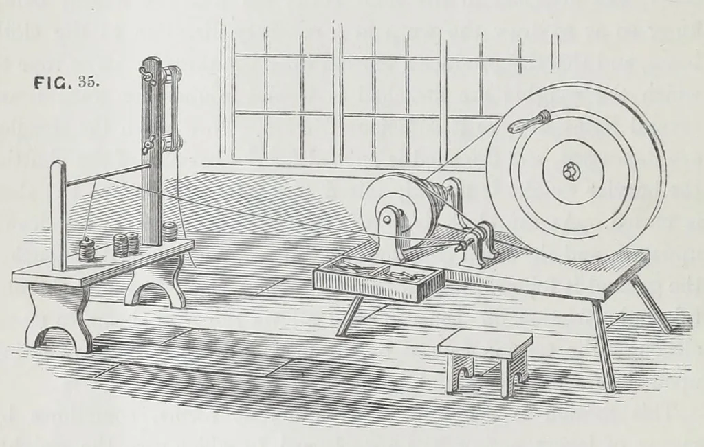An illustration from The history and principles of weaving by hand and by power : reprinted, with considerable additions, from "Engineering," with a chapter on lace-making machinery, reprinted from the "Journal of the Society of Arts", 1878, leaf 104