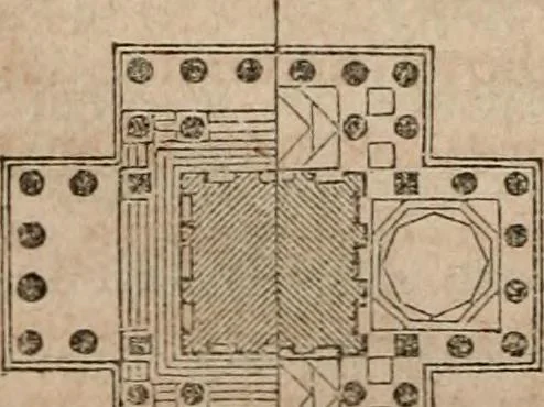 An illustration from The history and rudiments of architecture; embracing, I. The orders of architecture; II. Architectural styles of various countries; III. The nature and principles of design in architecture; and, IV. An accurate and complete glossary of architectural terms .., 1853, leaf 205