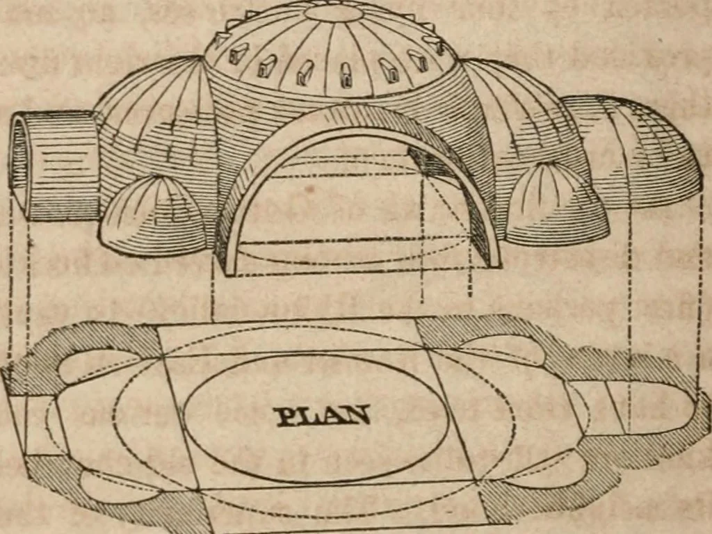 An illustration from The history and rudiments of architecture; embracing, I. The orders of architecture; II. Architectural styles of various countries; III. The nature and principles of design in architecture; and, IV. An accurate and complete glossary of architectural terms .., 1853, leaf 219